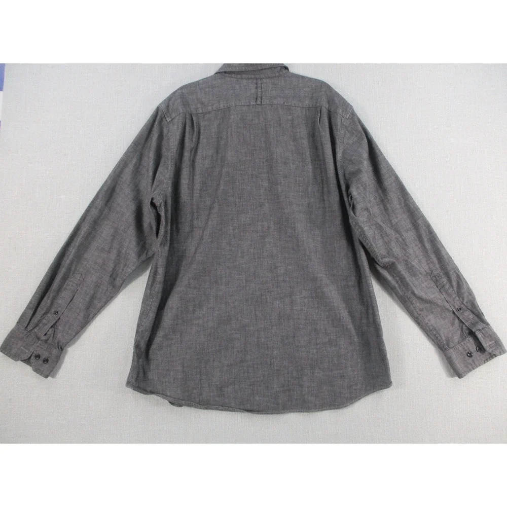 Banana Republic Mens Slim Fit Button Down Shirt Large Gray Cotton Long Sleeve